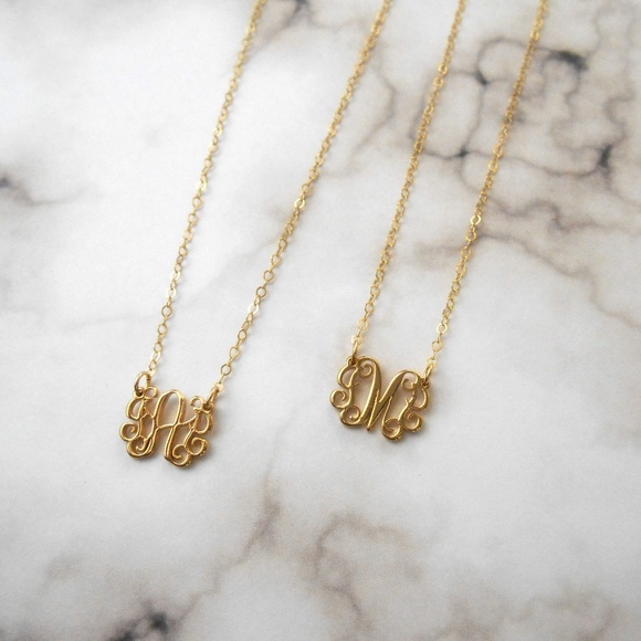 Gold Monogram Necklace - Picture 3 of 7